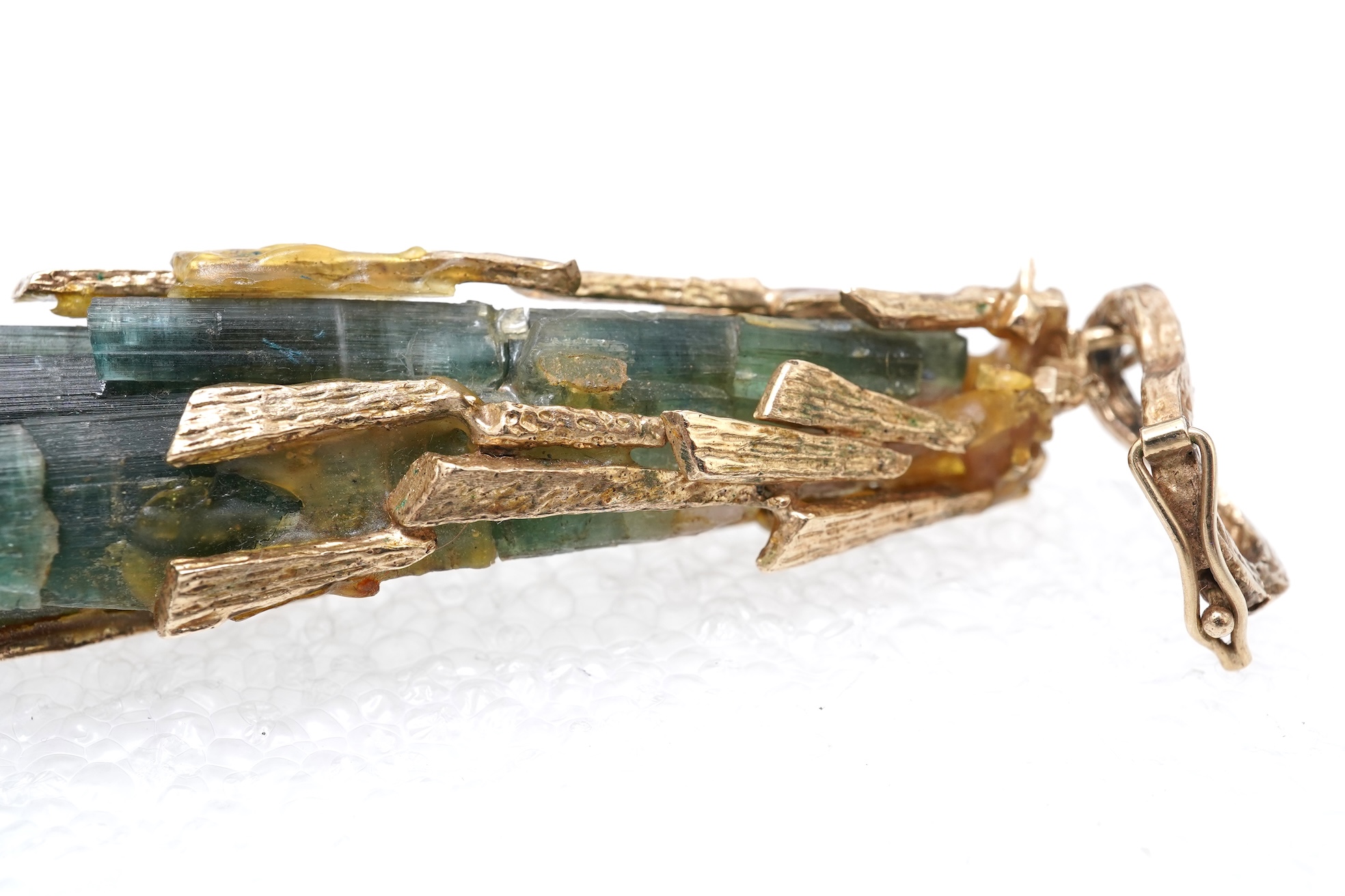 A gold and tourmaline crystal pendant, 1970s